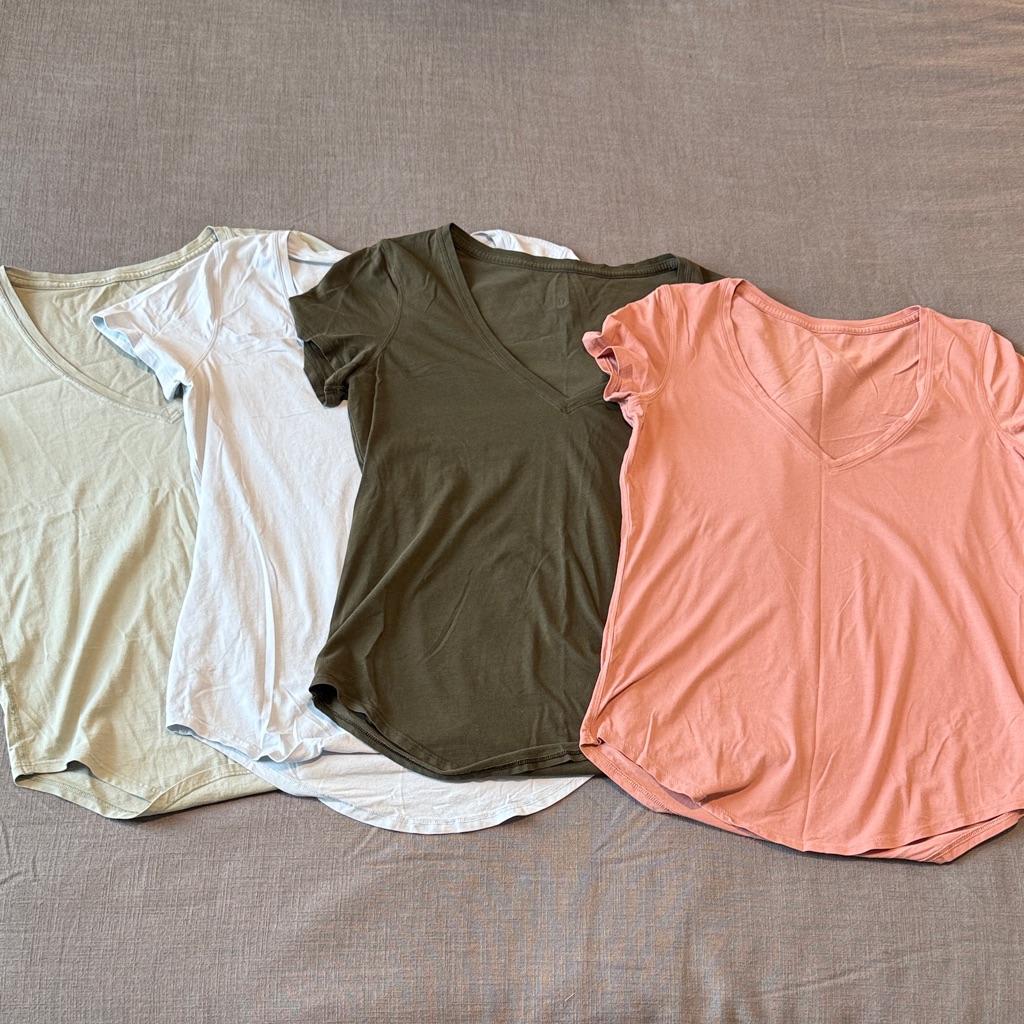 Women's Short Sleeve V-Neck Tee Collection - Green, Light Blue, Pink, Light Gree